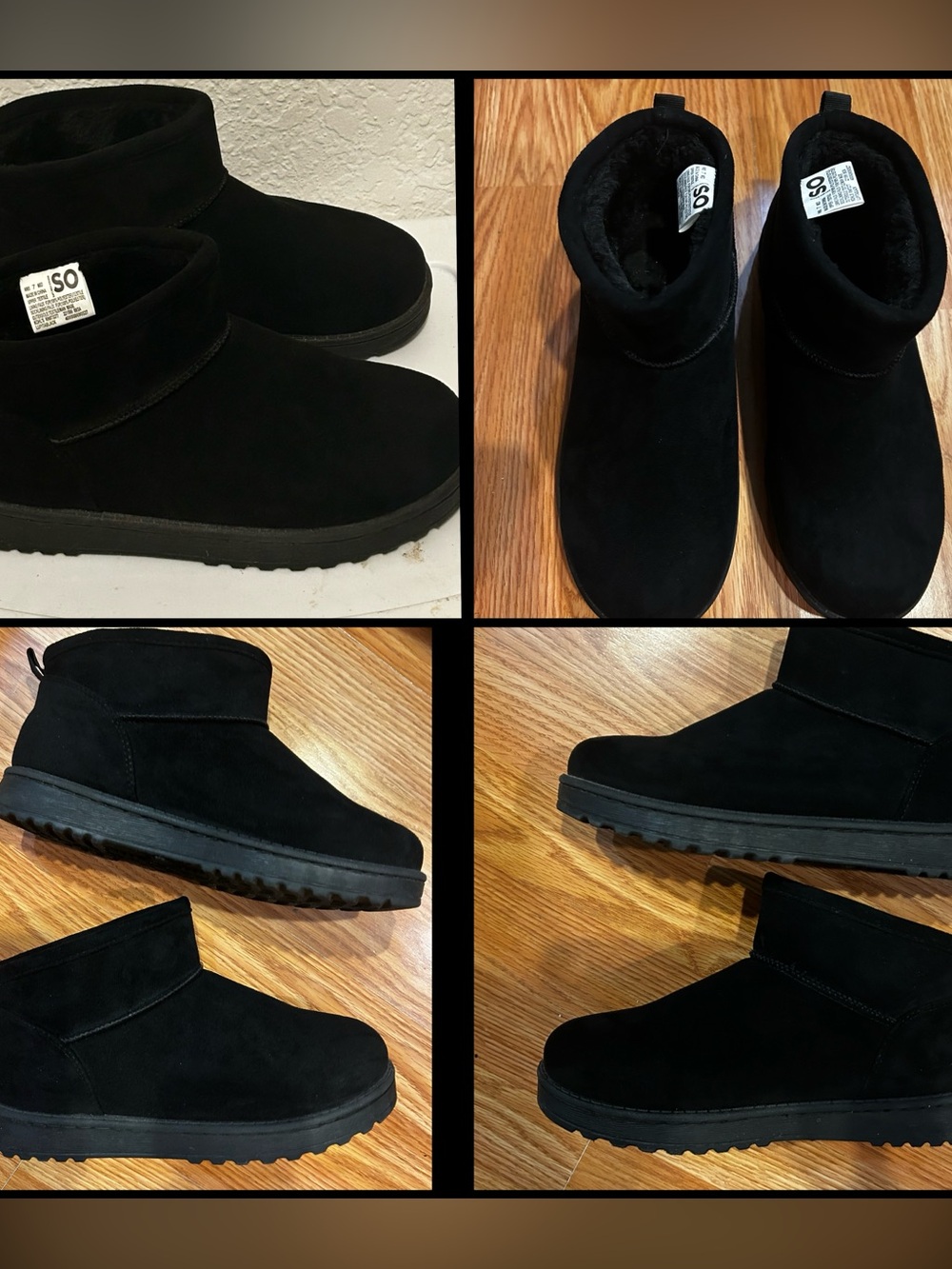 SO Black Faux Suede Faux Fur Ankle Booties Size 7 NWOT